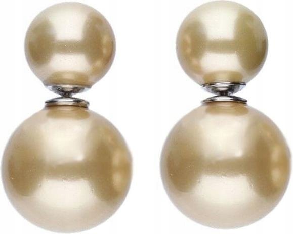 Srebrne kolczyki 925 okrągłe beżowe kule 11,13g Eleganckie modne na prezent