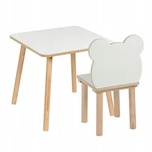 Stolik i krzesełko dla dzieci Miś 50 x 50 x 47cm zestaw mebli MDF + drewno - Zestawy mebli dla dzieci - miniaturka - grafika 1