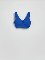 Koszulki i topy damskie - Reserved - Bezszwowy top w stylu sportowym - granatowy - miniaturka - grafika 1