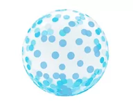 Baby shower i roczek - Godan Balon kryształowy z nadrukiem niebieskiego konfetti  - 45 cm - 1 szt. KR-18NG - miniaturka - grafika 1