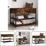 Szafki na buty - The Living Store Ławka na buty dąb wędzony 70x42,5x50 cm materiał drewnopochodny - miniaturka - grafika 1