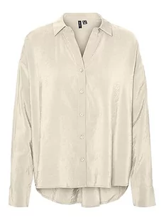 VERO MODA Koszula damska VMQUEENY L/S Oversized Shirt EXP GA, Antique White, XXL - Koszule damskie - miniaturka - grafika 1