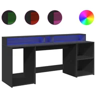 Biurka - vidaXL Biurko z podświetleniem LED, czarne, 200x55x91 cm - miniaturka - grafika 1