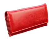 Portfele - PolskaGalanteria.pl Portfel Damski PolskaGalanteria Długi Ze Złotą Klamrą Skóra Naturalna Czerwony KP D1602 - miniaturka - grafika 1