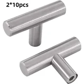 Zawiasy, okucia i inne akcesoria - Zestaw 20 uchwytów do drzwi ze stali nierdzewnej (50 x 10 x 32 mm), uchwyty do szuflad do mebli kuchennych, rozstaw osi 50 mm - miniaturka - grafika 1
