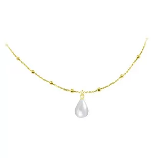 Naszyjnik Madison - łańcuszek kulki i perła naturalna - 24k złocenie - Łańcuszki - miniaturka - grafika 1
