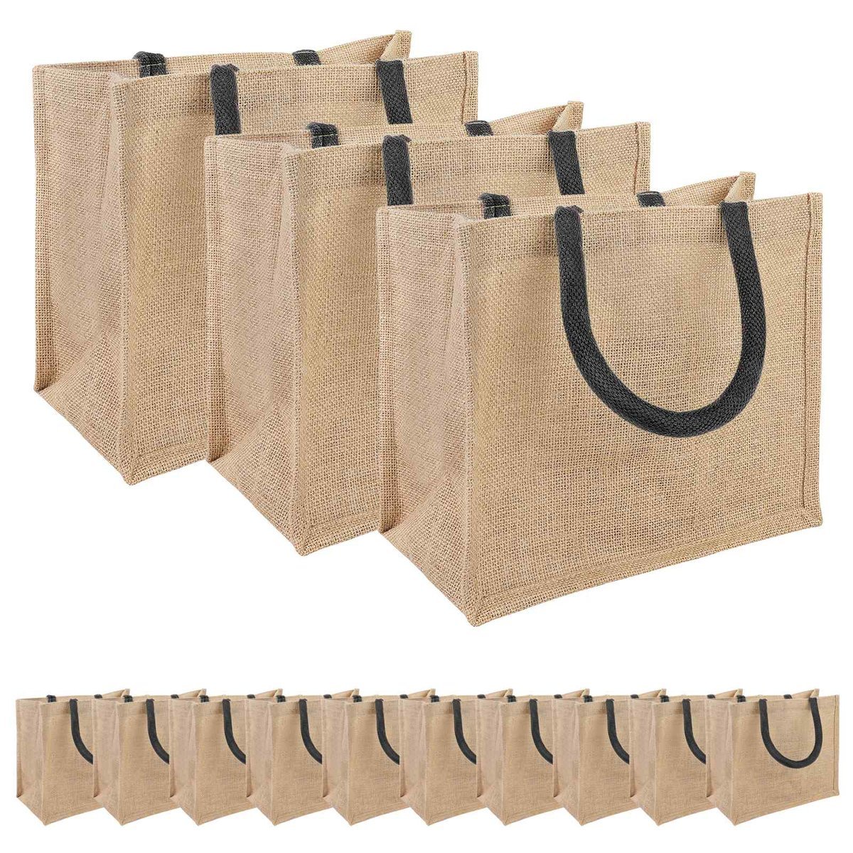 vidaXL Torebki jutowe 50 pcs Naturalny i czarny 26 x 22 x 14 cm