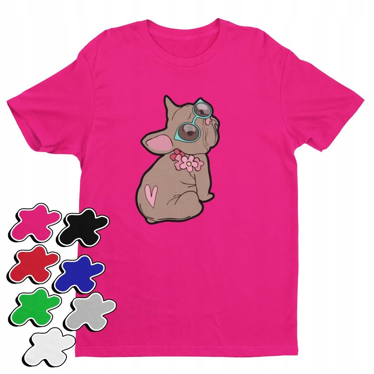 Koszulka T-Shirt Dziecięca Z Nadrukiem Pies Piesek Buldog Pupil -M 134-140