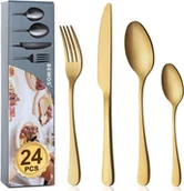 Wesele i ślub - BEWOS Gold komplet sztućców 24 el. złoty mat - miniaturka - grafika 1