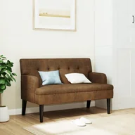 Ławki ogrodowe - vidaXL Ławka z oparciem, brązowa, 112x65,5x75 cm, sztuczny zamsz - miniaturka - grafika 1