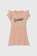 Sukienki i spódniczki dla dziewczynek - Guess sukienka dziecięca kolor pomarańczowy mini rozkloszowana - miniaturka - grafika 1