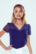 Bluzki damskie - Bluzka Elois Granatowa Granatowy, XL - miniaturka - grafika 1
