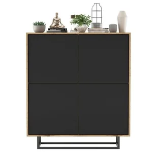 Komoda do salonu, loft, apollo 4D, 113x35x127 cm, dąb wotan, czarny, mat - Komody - miniaturka - grafika 1