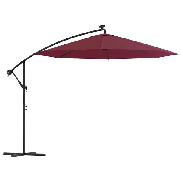 Parasol LED 300x254cm, winna czerwień