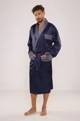 Szlafroki męskie - Szlafrok męski satynowy Adam granatowy 3XL - miniaturka - grafika 1