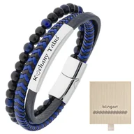 Bransolety męskie - Bransoletka z GRAWEREM skórzana męska / damska KOR - miniaturka - grafika 1