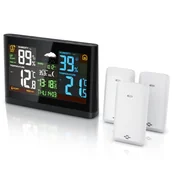 Stacje pogodowe - Bezprzewodowa stacja pogodowa BEARWARE z kolorowym wyświetlaczem, bezprzewodowa stacja pogodowa z 3 czujnikami zewnętrznymi, ciśnienie powietrza, trend temperatury, prognoza pogody - miniaturka - grafika 1