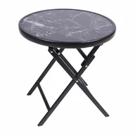 Stoły ogrodowe - Stolik bistro ogrodowy, składany, Ø 45 cm, czarny marmur D104165 - miniaturka - grafika 1