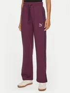 Spodnie sportowe damskie - Puma Spodnie dresowe T7 High Waist Track 626798 44 Bordowy Regular Fit - miniaturka - grafika 1