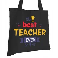 Torby i wózki na zakupy - Torba Bawełniana dla Nauczyciela Czarna Prezent ekologiczna Trwały Nadruk - miniaturka - grafika 1