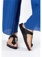 Klapki i japonki damskie - BAYTON Skórzane japonki "Mercure" w kolorze czarnym - miniaturka - grafika 1