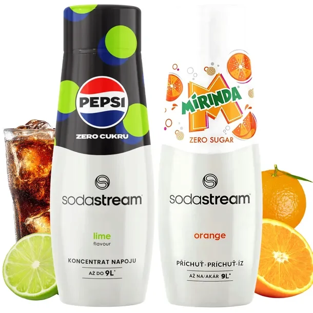 Koncentraty do Saturatora SodaStream: Pepsi MAX Lime Limonka + Mirinda Zero