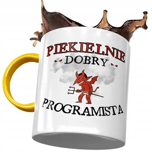 Kubek Żółty Dla Programisty Piekielnie Dobry z Nadrukiem ze Zdjęciem + Opakowanie na prezent (wzór 01) - Kubki Kubek Żółty Dla Programisty Piekielnie Dobry z Nadrukiem ze Zdjęciem + Opakowanie na prezent (wzór 01) - Kubki - miniaturka - grafika 1