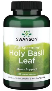 SWANSON Full Spectrum Holy Basil Liść bazylii 400mg 120 kapsułek - Witaminy i minerały dla sportowców - miniaturka - grafika 4