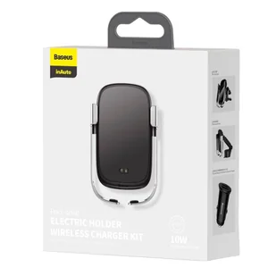 Baseus 5w1 elektrycznie zamykany uchwyt samochodowy bezprzewodowa ładowarka Qi 10 W + ładowarka samochodowa + 2 mocowania + kabel micro USB srebrny (WXHW01-B0S) - Ładowarki samochodowe - miniaturka - grafika 5