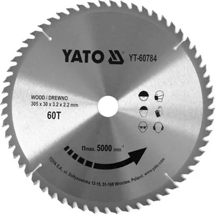 YATO TARCZA WIDIOWA DO DREWNA 305X60TX30MMDLA YT-82175 YT-60784 - Tarcze do pił - miniaturka - grafika 1