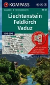 Przewodniki - Liechtenstein Feldkirch Vaudz Mapa Wodoodporna Turystyczna+ Etui Kompass 21 - miniaturka - grafika 1