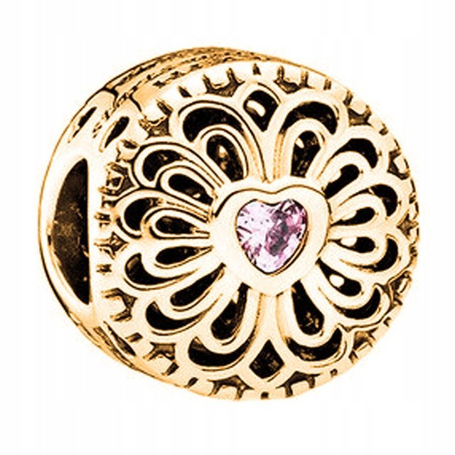 Charms Kwiatek Różowe Serce srebro 925