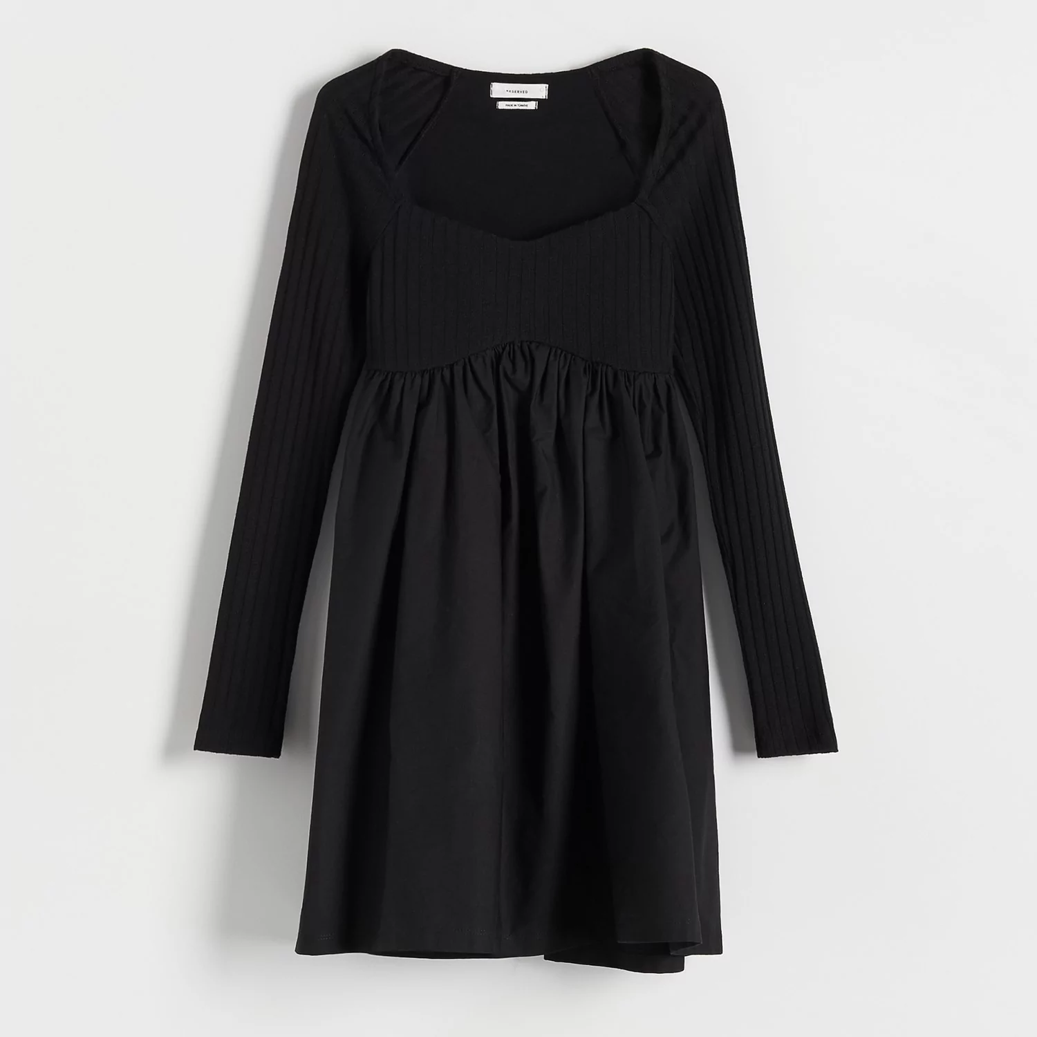 Reserved - Sukienka mini z łączonych materiałów - Czarny