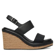 Espadryle damskie - Espadryle Calvin Klein Wedge Sandal 70 - Jacq HW0HW02386 Czarny - miniaturka - grafika 1
