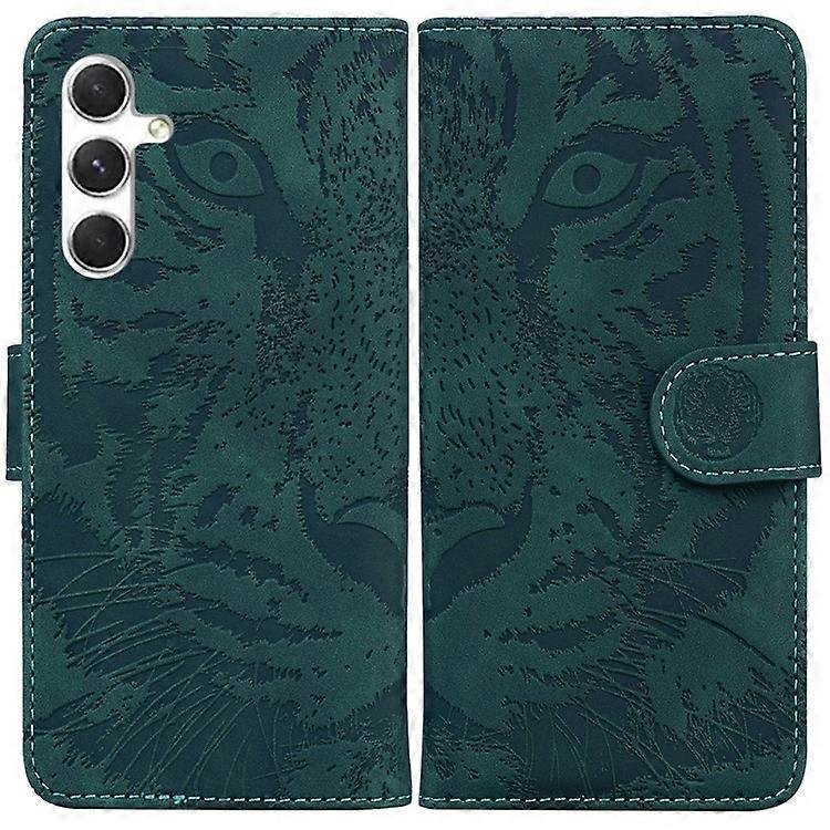 Kompatybilny z etui Samsung Galaxy S25 Tiger Imprint Skórzany portfel na telefon Zielony