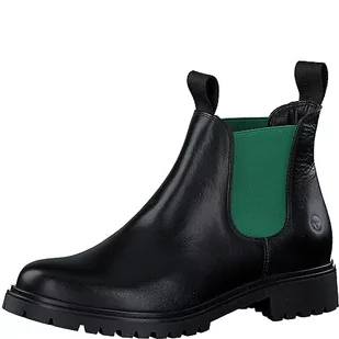 Tamaris Damskie 1-1-25070-41 modne kozaki, BLK LEA./zielone, 38 EU, Blk Lea Green, 38 EU - Kozaki damskie - miniaturka - grafika 1