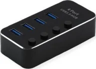 Huby USB - HUB USB Roline Koncentrator USB 3.2 Gen 1 do notebooków ROLINE, 4 porty, indywidualnie przełączane, czarny 14.02.5056 - miniaturka - grafika 1