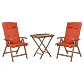 Meble ogrodowe - Zestaw mebli balkonowych drewno akacjowe z poduszkami czerwonymi AMANTEA - miniaturka - grafika 1