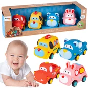 Zabawki sensoryczne - Autko Sensoryczne Gumowe Duże Z Napędem Zestaw X4 U750 - miniaturka - grafika 1