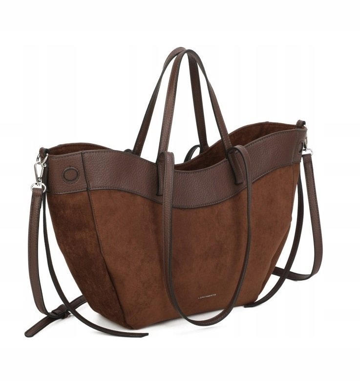 Torebka Damska Shopper Duża Na Ramię Do Ręki Elegancka Brązowa LUIGISANTO