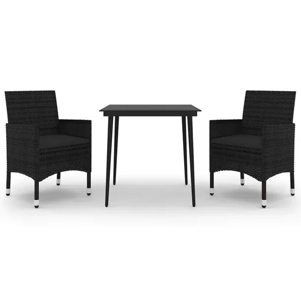Zestaw Mebli Ogrodowych Stół i Krzesła Rattan PE Czarny 80x80x74 cm