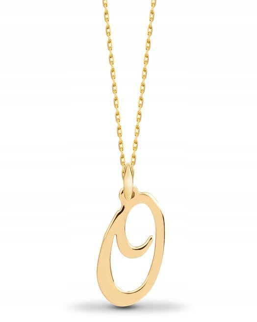 ZŁOTA KOMPLET ZAWIESZKA ŁAŃCUSZEK LITERKA O 585