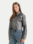 Kurtki damskie - Calvin Klein Kurtka jeansowa LV047E715G Srebrny Relaxed Fit - miniaturka - grafika 1