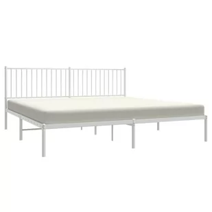Metalowa rama łóżka z wezgłowiem, biała, 200x200 cm Lumarko! - Łóżka - miniaturka - grafika 4
