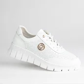 Półbuty damskie - Półbuty damskie buty GOODIN GD-XF-180 biały skóra naturalna ażurek 41 - miniaturka - grafika 1