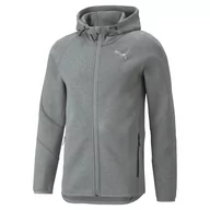 Bluzy męskie - Bluza z kapturem męska Puma EVOSTRIPE FULL-ZIP szara 84740103-S - miniaturka - grafika 1