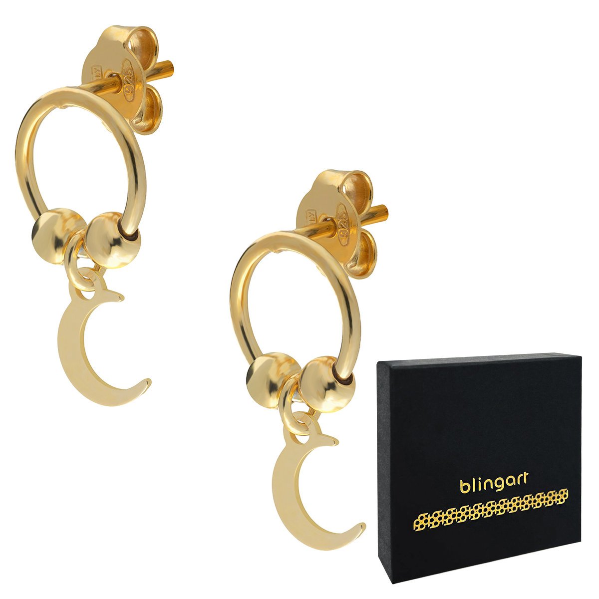 Kolczyki srebrne KSIĘŻYC sztyfty kolory 925