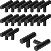 Zawiasy, okucia i inne akcesoria - Uchwyty meblowe, klamki do drzwi i szuflad ze stali nierdzewnej (z wkrętami), 20 sztuk (czarne, jeden otwór) - miniaturka - grafika 1