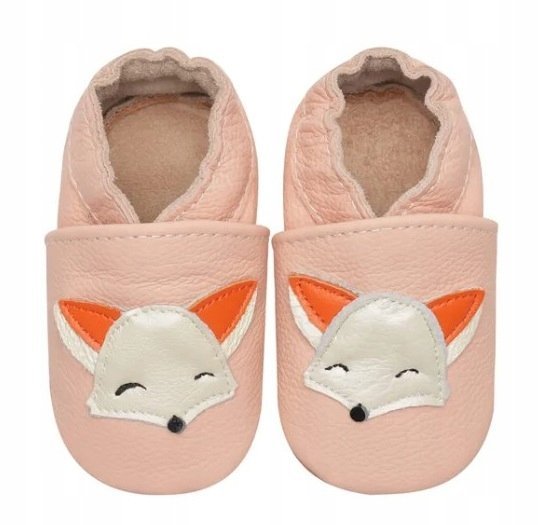 KAPCIE DZIECIĘCE BAREFOOT skórzane 19 6 -12m miękkie elastyczne różowe 11cm