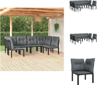 Meble ogrodowe - vidaXL 6-częściowy zestaw wypoczynkowy do ogrodu z czarno-szarego polirattanu - Zestawy mebli ogrodowych - miniaturka - grafika 1